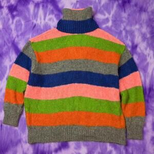 Zara multicoloured striped turtleneck sweater oversized